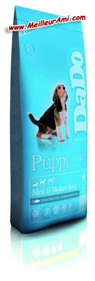 Croquettes Hypoallerg�niques DADO PUPPY MINI MEDIUM poisson riz 15 Kg